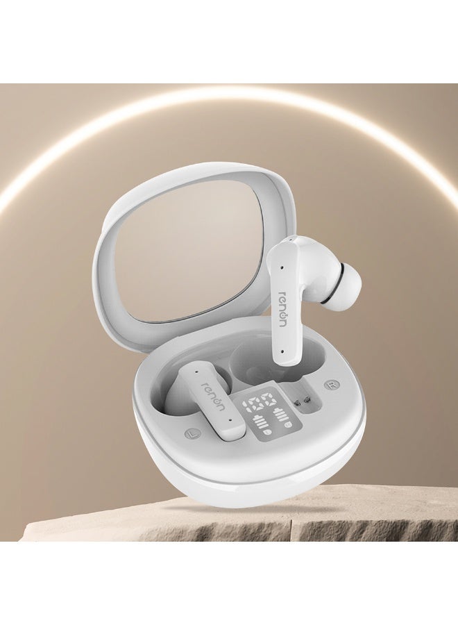 RENON EchoBuds Bluetooth 5.4 True Wireless Earbuds, Active Noise Cancelling ANC In-Ear Headphones, 20H Playtime, HD Sound, Fast Charging, IPX4 Waterproof, White - Image 2
